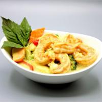 Green Curry Shrimp · Hot and spicy.