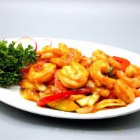 Szechuan Shrimp · Hot and spicy.