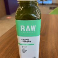 Raw Juice- Tropic Thunder · Organic Cold Pressed Pineapple, Apple, Kale, Romaine, Lemon, Mint (12oz)