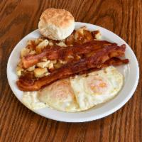 Classic Breakfast Platter · Two eggs served with home fries and choice of breakfast meat. Add a hot cake for an addition...