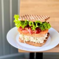 Triple Decker Chicken Salad Sandwich · Fresh chicken salad, bacon, lettuce and tomato on triple decker whole wheat.