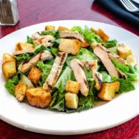 Caesar Salad with Grilled Chicken · Grilled chicken, romaine lettuce, Parmesan cheese, and Caesar dressing.