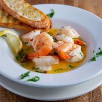 Garlic Shrimp · jumbo shrimp sautéed in our fresh garlic & white wine sauce, served with a side of Ciabatta ...