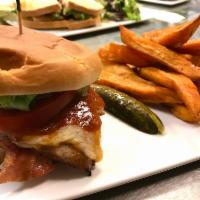 Fried or Grilled Chicken Sandwich   · Fried or Grilled Chicken Choice of fried or grilled chicken breast, Swiss cheese, pickles, l...