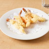 4. Shrimp Tempura · 5 pieces of shrimp deep-fried in tempura battered and served with tempura sauce.