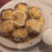 Stuffed Mushrooms · Extra-large mushrooms stuffed with crab and smothered in Swiss and cheddar cheese. Add horse...