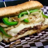 Philly Steak and Cheese Sandwich · Served with sauteed onions and bell peppers on French bread.