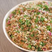 Bulgur Wheat · An edible cereal grain made from dried, cracked wheat. A staple in Middle Eastern and Medite...
