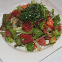 Hawaiian Poki Salad · Chopped tuna or assorted (tuna, salmon, white fish) salad with seaweed, onions, tobiko with ...