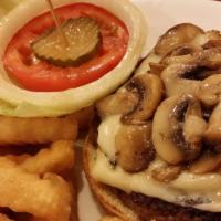 Mushroom Burger with Swiss Cheese · 