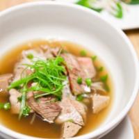 Pho - Roast Beef · Beef broth with sliced roast beef and rice noodles topped with scallions. Served with side o...