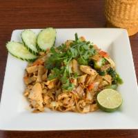 Pad See Ew Noodle · Stir fried rice noodles, egg, broccoli, celery, carrot, white and green onion, drenched in s...