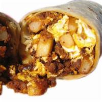 Chorizo Breakfast Burrito · Chorizo with eggs and potatoes.