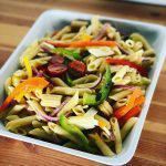 Signature Pasta Salad · Penne pasta, red and green bell peppers, purple onion, baby corn, Genoa salami, provolone ch...