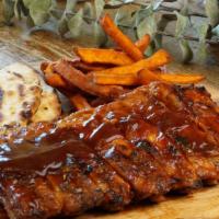 1/2 Baby Back Ribs Meal · Served with one side order, pita bread, and sauce.
