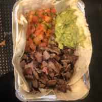 Beef Burrito  · Brown rice, Black beans, Guacamole and Pico de gallo