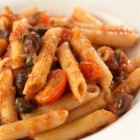 Alla Puttanesca Pasta Fresca · Red sauce, olives, anchovies and capers.
