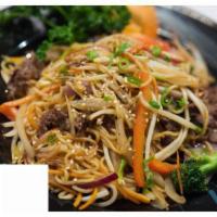 Beef Yakisoba · Beef, sauteed vegetables and soba noodle pan-fried, marinated with house yakisoba sauce.