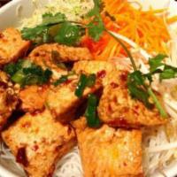 V12. Bun Chay  · Vegetarian vermicelli with tofu. Served with lettuce, mint, basil, cucumber, bean sprout, ca...