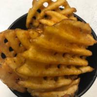 Waffle Fries · Seasoned crispy criss-cross fries.
