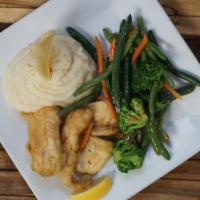 Lake Perch · Fried or sauteed with caper sauce, mashed potato and chefs vegetable.