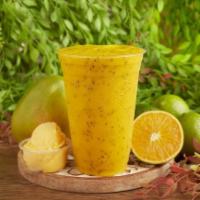 Passion Roots Smoothie · Orange juice + passion fruit vegan ice cream + mango + lime juice + chia seeds