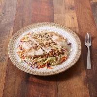 Oriental Chicken Salad · Fresh cabbage, noodle, carrots and chicken breast, tossed with almonds and sunflower seeds.