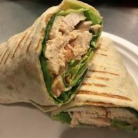 Chicken Wrap · Warm chicken breast, lettuce, tomatoes and chipotle mayo wrapped in grilled tortilla. 