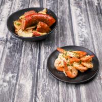 4. Small Shrimp Platter · 10 shrimp, sausage and potatoes.