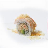 S23. Krunchtime Fitness Roll  · Lobster with crunch and avocado top with crab and shrimp with special sauce.