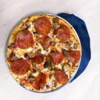 Hot Mama Pizza · Sausage, pepperoni, black olive and jalapeno