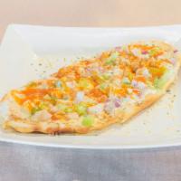 Buffalo Chicken Pizza · Blue cheese dressing, 3 cheese blend, red onions, bacon, diced celery and grilled chicken br...