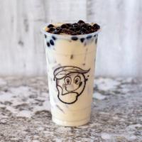 B1. Buddy Boba Milk Tea · 24 oz. organic black tea topping with honey boba.  Serving in large cup.