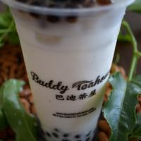 FM7. Almond Milk Tea with Boba · 24 oz. almond milk tea. Topping with honey boba. Serving in large cup.