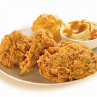 Combo #1 · 2 pieces of chicken. Served with 16 oz. bottled drink, choice of side and a honey-butter bis...