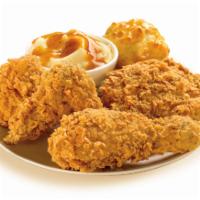 Combo #2 · 3 pieces of chicken. Served with a 16 oz. bottled drink, choice of side and a honey-butter b...