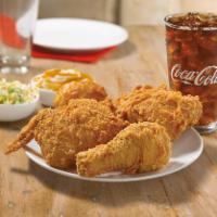 3 Piece Mixed Chicken Combo · Three pieces of Mixed Chicken with one regular side, one Honey-Butter Biscuit, and a large d...
