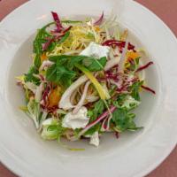 Citrus + Goat Cheese Salad · winter lettuce, satsuma orange, pickled beets, fennel, hazelnuts, white balsamic vinaigrette