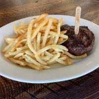  Filet Mignon · chimichurri or green peppercorn, fries or mixed greens