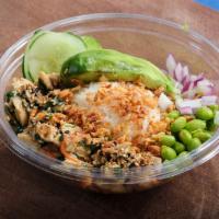 Medium Poke Bowl (3 Scoop) · 3 Scoops of Protein, Choice of Base, Sauce, Toppings, & Garnish