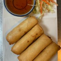1. Spring Roll · 4 pieces. Deep-fried rolls stuffed with glass noodles, cabbages, carrots served with a plum ...