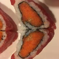 Sweet Heart Roll · Spicy tuna crunchy inside with fresh tuna on top.