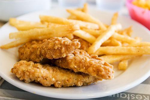 Chicken Fingers with Fries · 4 pieces with honey mustard.