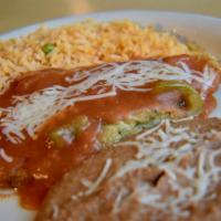 Chile Relleno Dinner · A classic hand-battered poblano pepper filled with your choice of cheese or seasoned ground ...