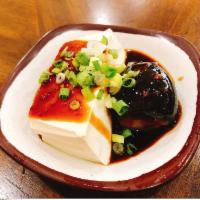 A04. Tofu and Preserved Egg 皮蛋豆腐 · Bean curd made from soybeans.