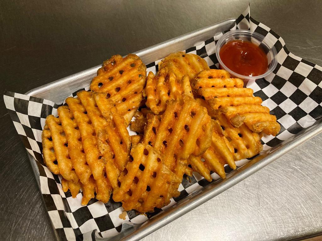 Seasoned Waffle Fries  · Served with ketchup