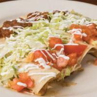 4 Primas Enchilada · 1 each chicken, bean, beef and cheese enchiladas topped with lettuce, tomato, sour cream and...