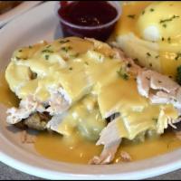 Fresh Oven Roasted Turkey · Slow roasted, hand carved turkey breast stuffing topped with gravy and served with mashed po...