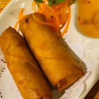 Egg Roll · 2 pieces.  Deep fried roll stuffed with carrot, cabbage, taro, sweet potato and bead thread ...