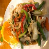 Cashew Nut Stir Fried  · Cashew nut, carrot, bell pepper and onions, with brown sauce.